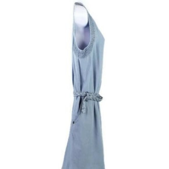 Bootheel Trading Co Cheryl Crow Blue Sleeveless Belted Denim Dress Womens Large - Picture 8 of 11